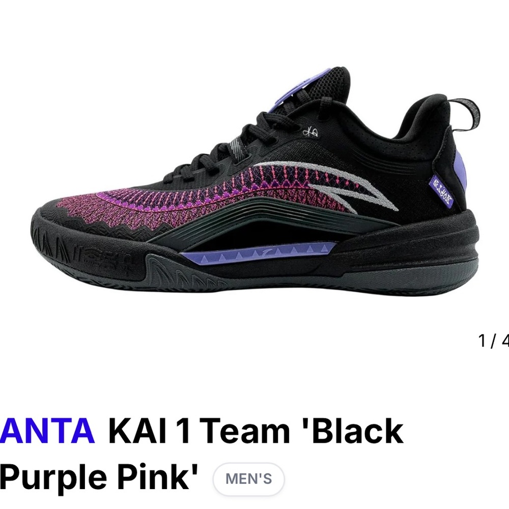 ANTA KAI 1 Team Men's Black Purple Pink